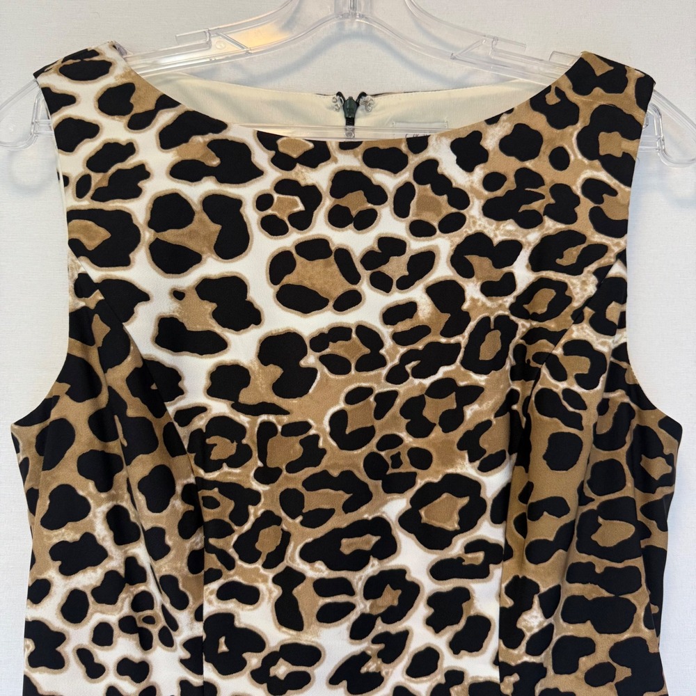 Cache Leopard Print Sleeveless Sheath Dress Womens Size 6